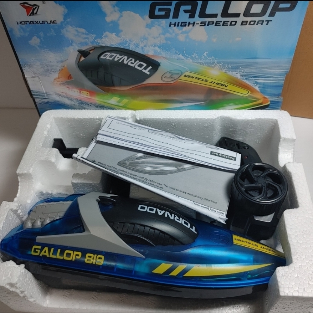 Gallop High-Speed RC TORNADO Boat w LED Light Remote Control Blue 14+ Any quest